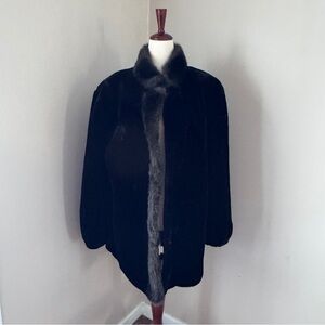 Vintage Hillmoor New York Black Faux Fur Coat Soft Cozy Large